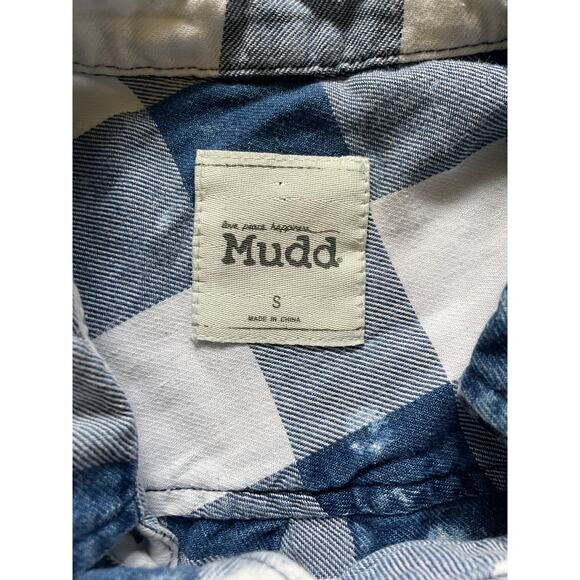 Mudd Flannel Womens/Teens Blue Checkered Retro 90s style Shirt Size Small - Picture 7 of 7